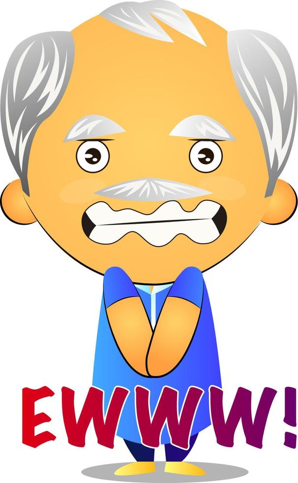 Disgusted old man, illustration, vector on white background.