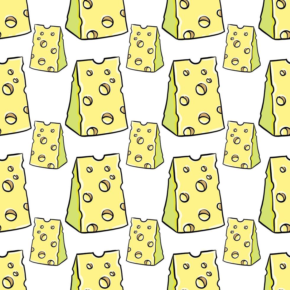 Cheese pattern, seamless pattern on white background. vector