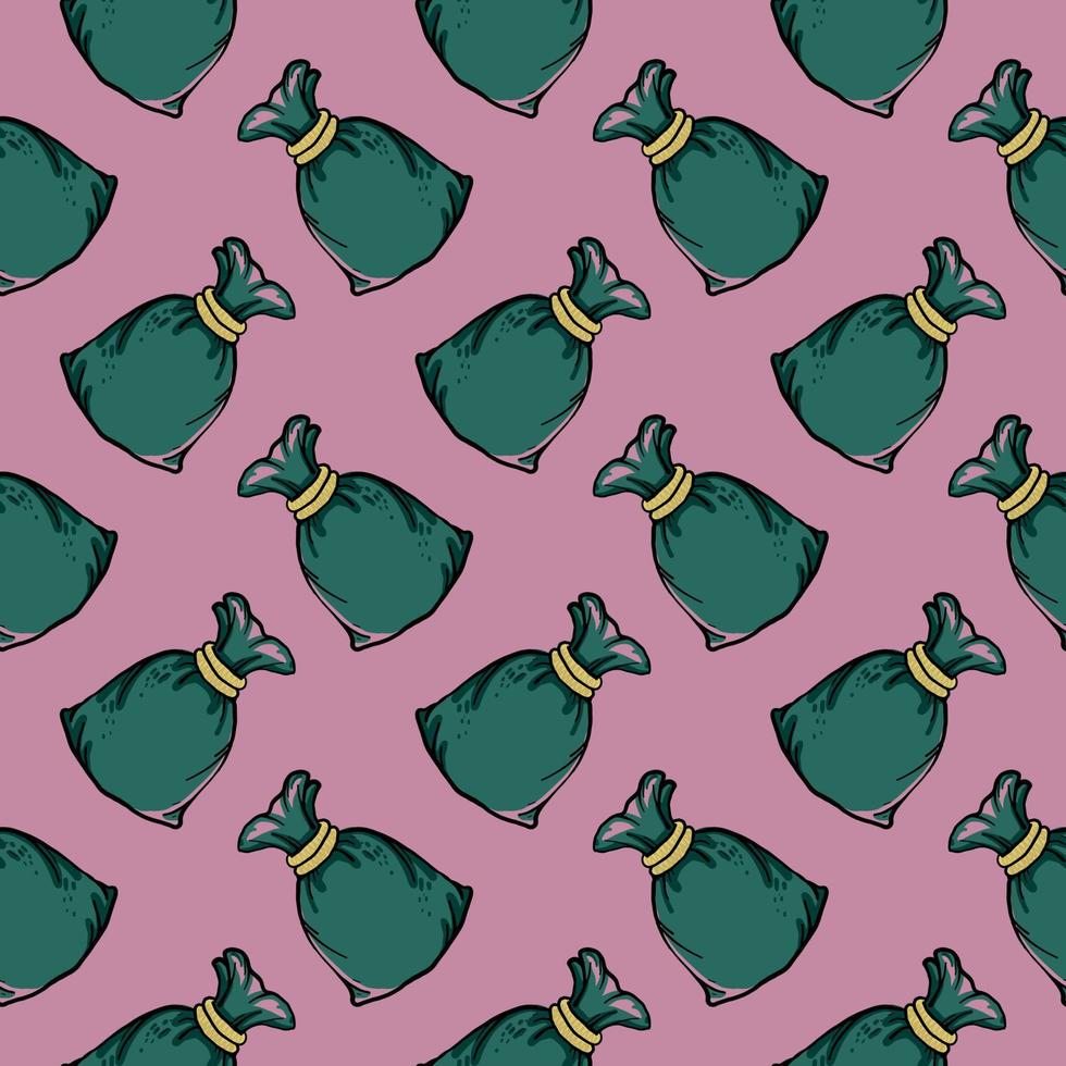 Little bags of money,seamless pattern on violet background. vector