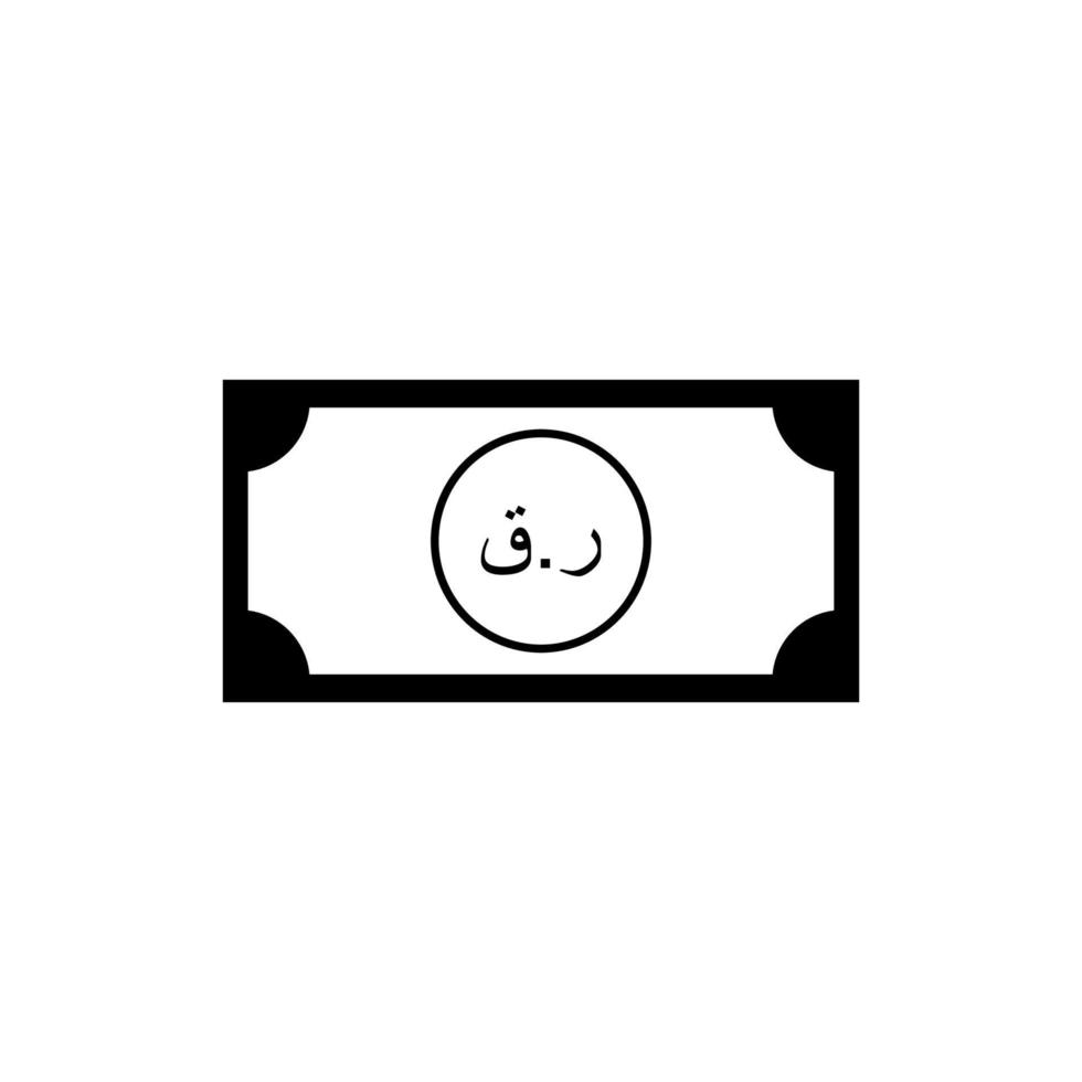 Qatar Currency Icon Symbol, Qatari Riyal, Arabic Version. QAR Sign. Vector Illustration