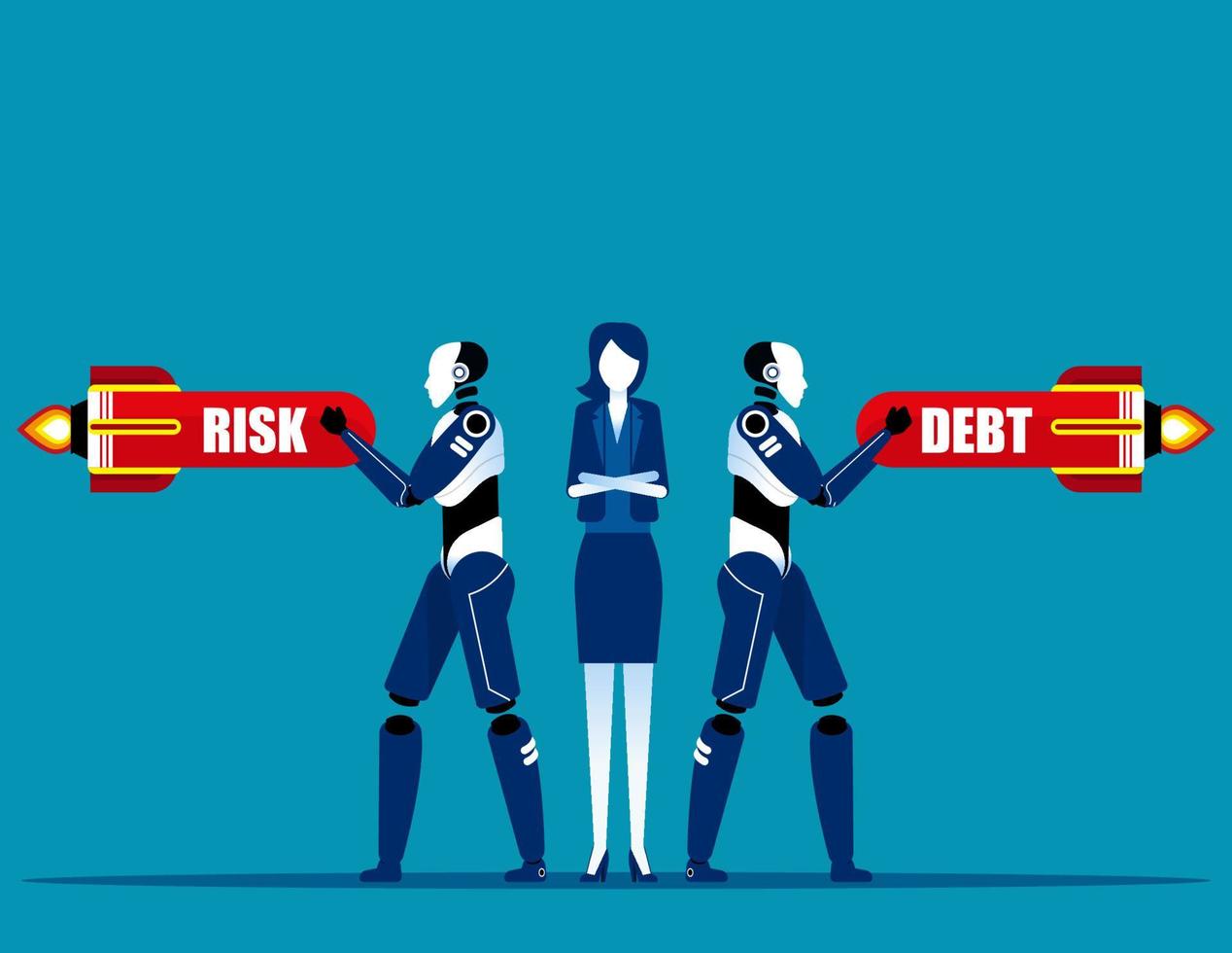 Company technology protects from crisis. Concept business robotic vector  illustration, Artificial intelligence