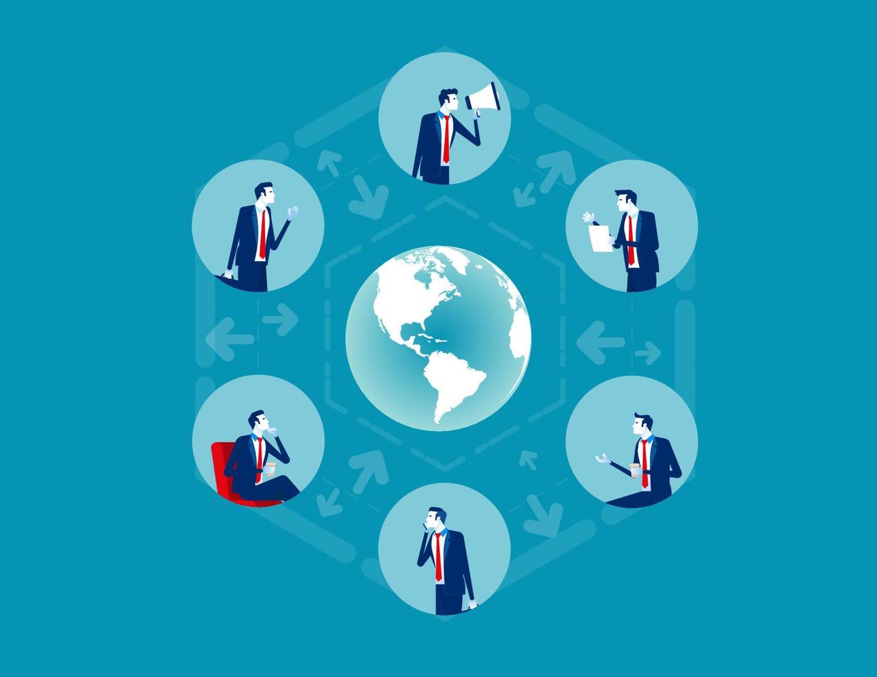 Business people communicate team. Concept business global network vector illustration