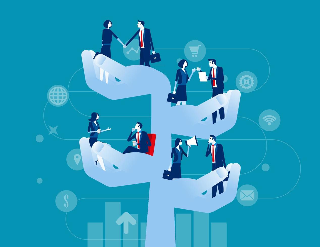 Investor team step to successful. Concept business teamwork vector illustration, Brainstorming
