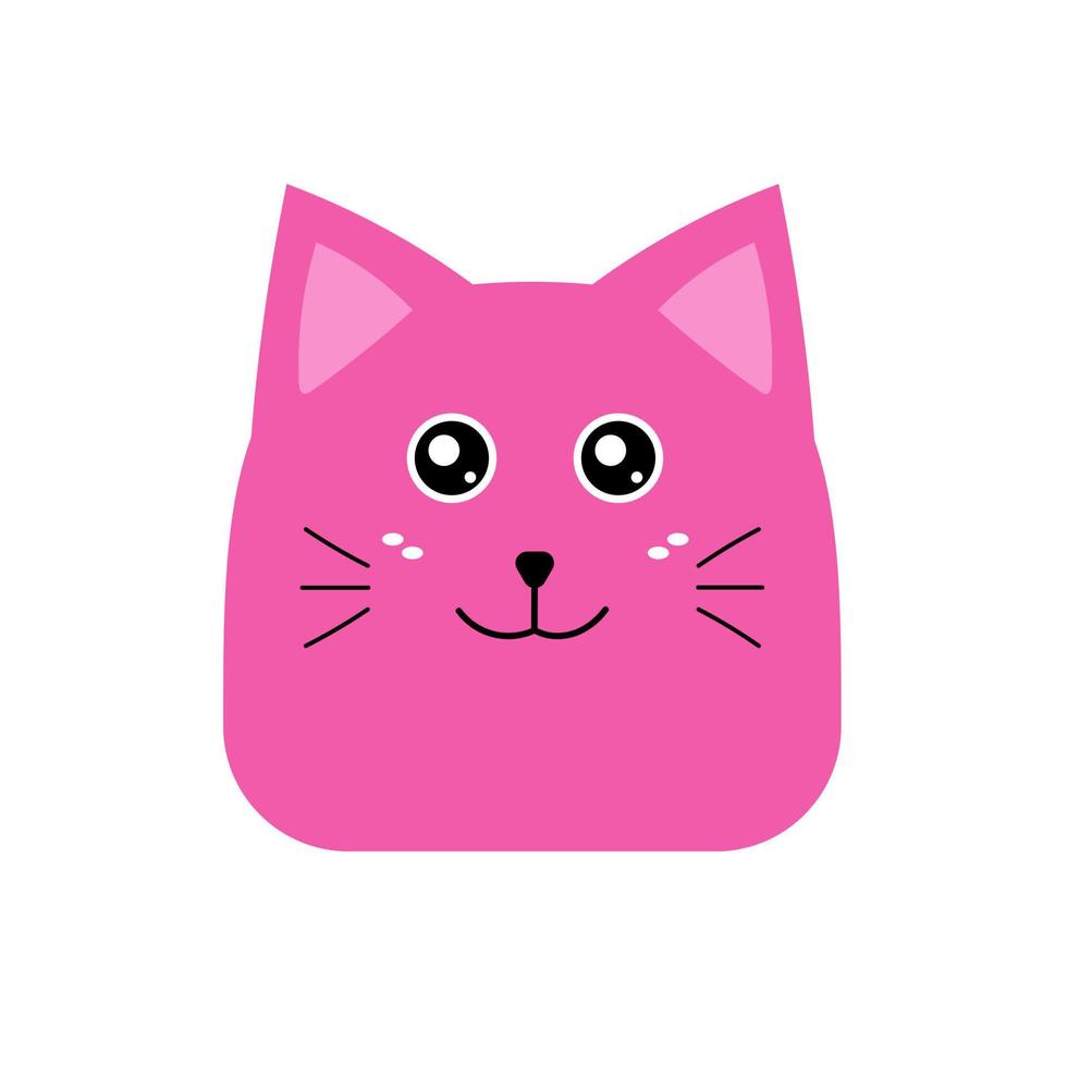 icono de cabeza de cara de gatito rosa. lindo gato. divertido personaje de bebé de dibujos animados kawaii. plantilla de impresión de etiqueta de cuaderno. diseño plano. Fondo blanco vector