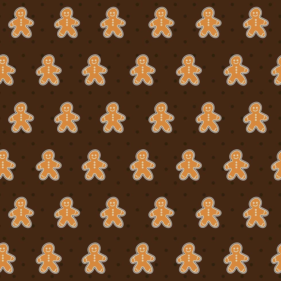 Seamless pattern with ginger cookies on a brown background. Gingerbread man. Design for packaging, background, postcard vector