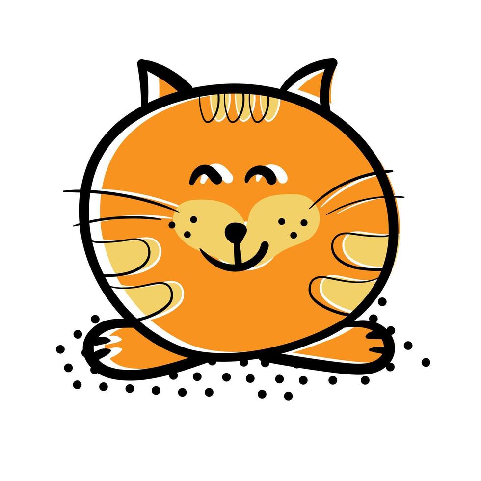 Cute cartoon cat face icon on white background Vector Image