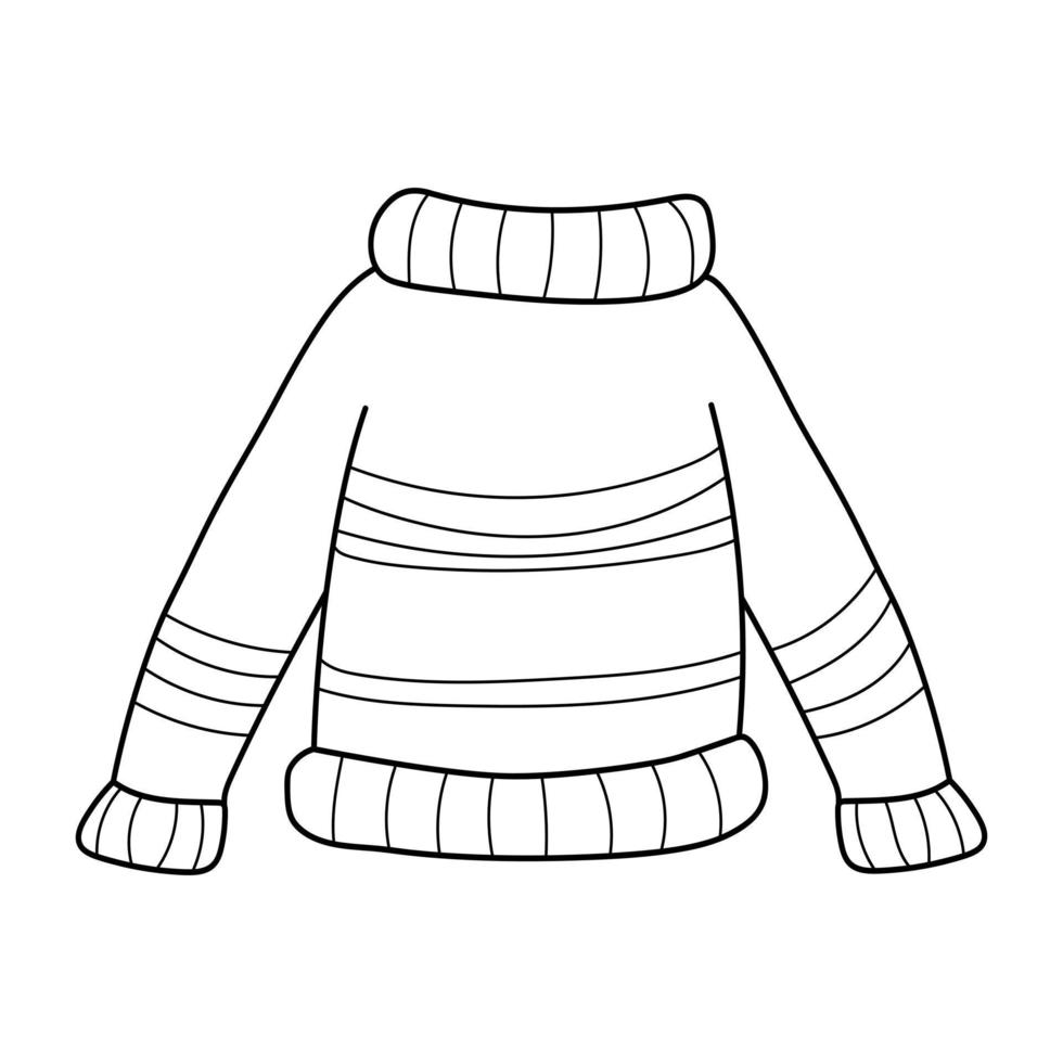 Warm sweater of fine yarn the basic model outline for coloring on a white background. Simple cartoon vector icon