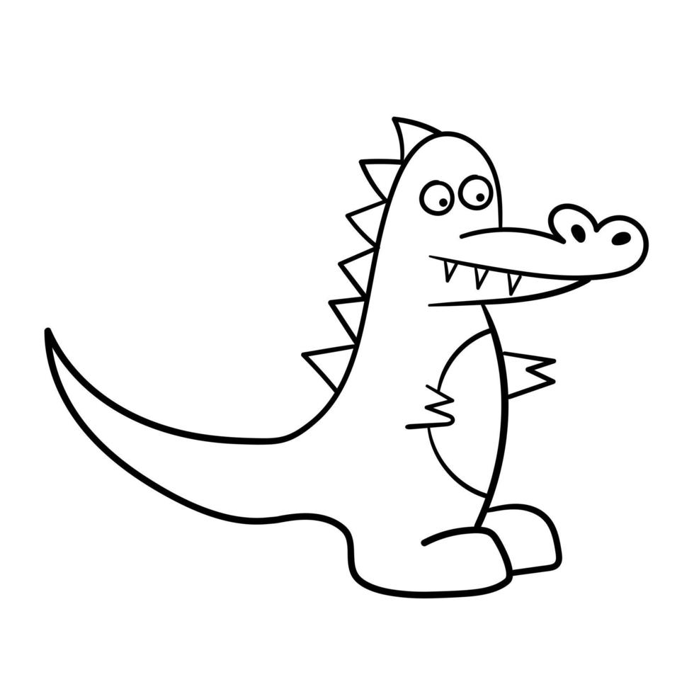 Coloring pages. Animals. Little cute alligator smiles. Cartoon crocodile on a white background. Children style vector