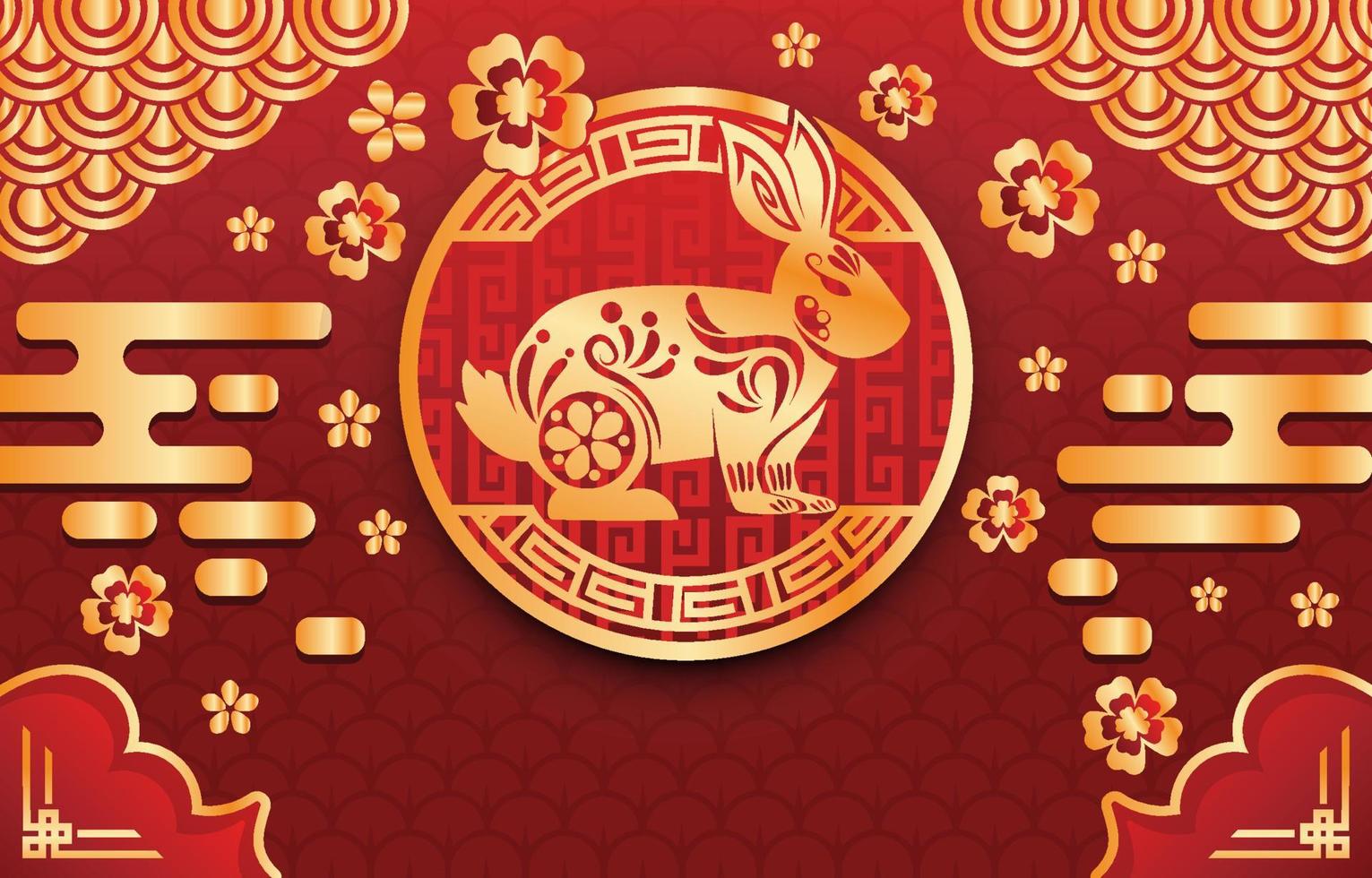 Rabbit Chinese New Year with Red Color vector