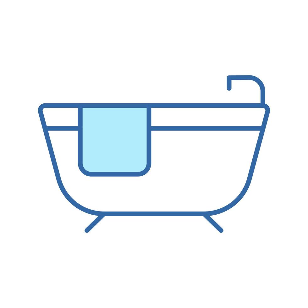 icono de línea de baño. bañera con grifo y pictograma lineal de color toalla. icono de contorno de baño. trazo editable. ilustración vectorial aislada. vector