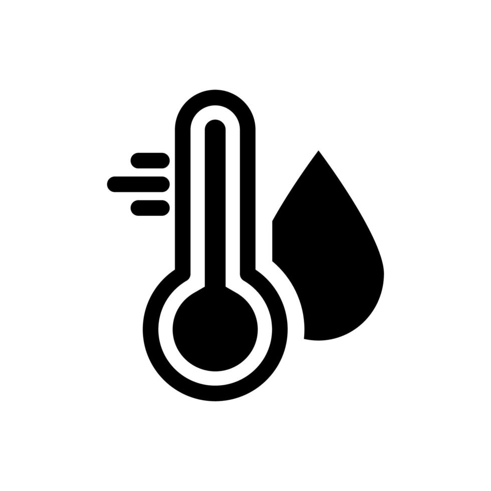 icono de silueta del indicador de temperatura del agua. termómetro de mercurio y pictograma negro de gota de agua. icono de nivel de temperatura y humedad. ilustración vectorial aislada. vector