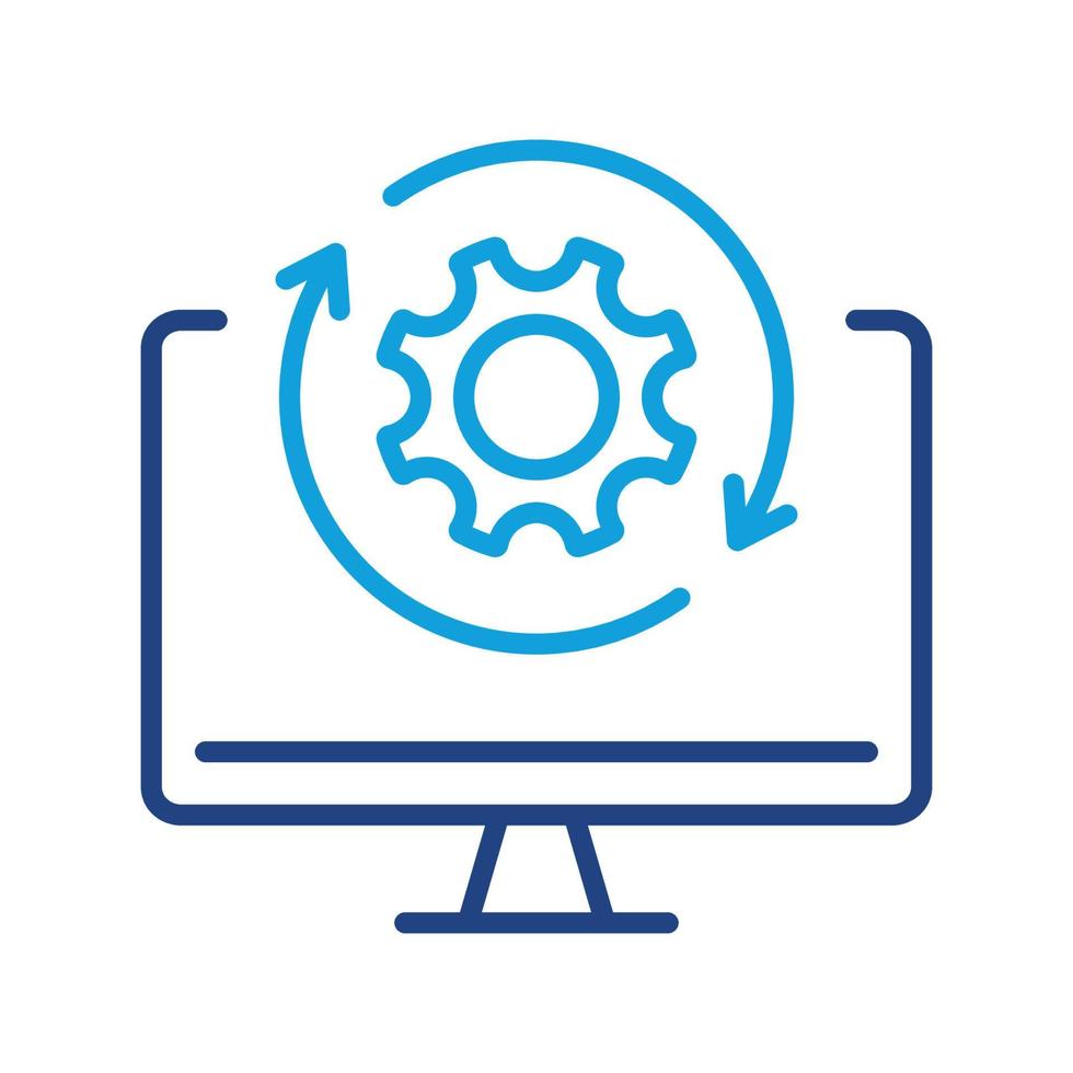 actualización del icono de la línea de color del software. pictograma lineal de actualización del sistema informático. icono de proceso de descarga. progreso de la actualización. trazo editable. ilustración vectorial aislada. vector