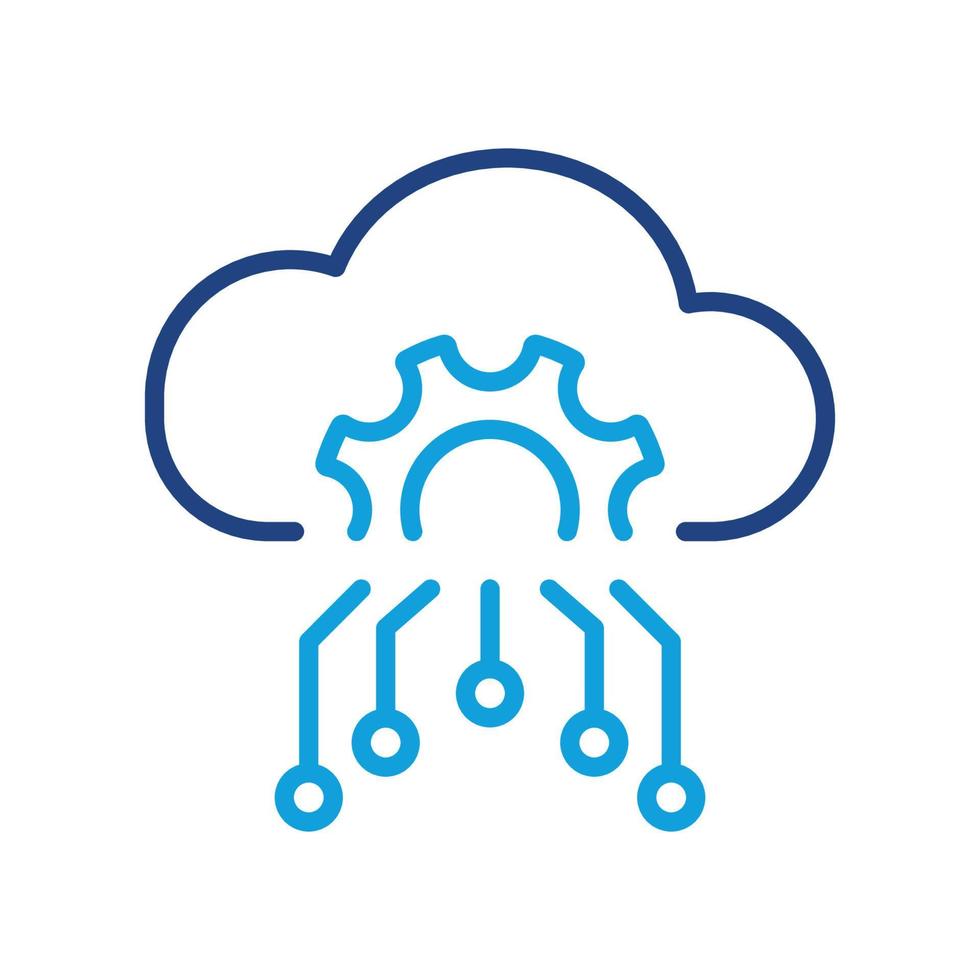 Cloud Server Setting color Line Icon. Cloud Computing Configuration Linear Pictogram. Digital Cloud with Gear Configuration Concept Outline Icon. Editable Stroke. Isolated Vector Illustration.