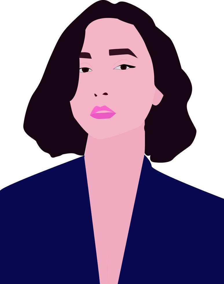 mujer en azul, ilustración, vector sobre fondo blanco.