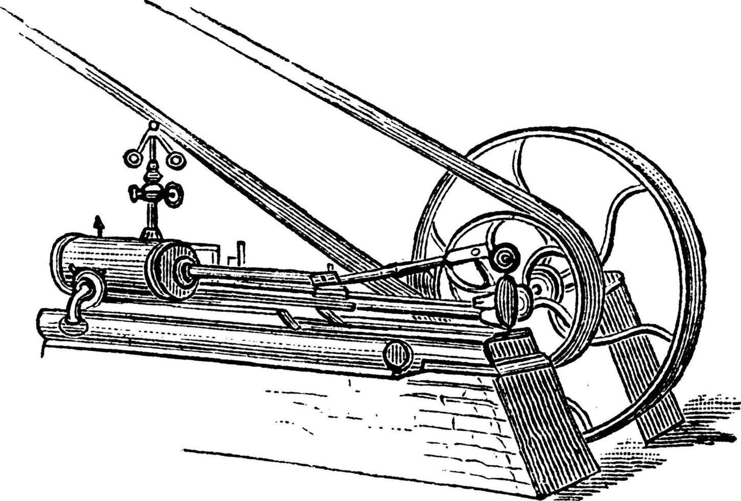 Steam Engine or Heat Engine, vintage illustration. vector