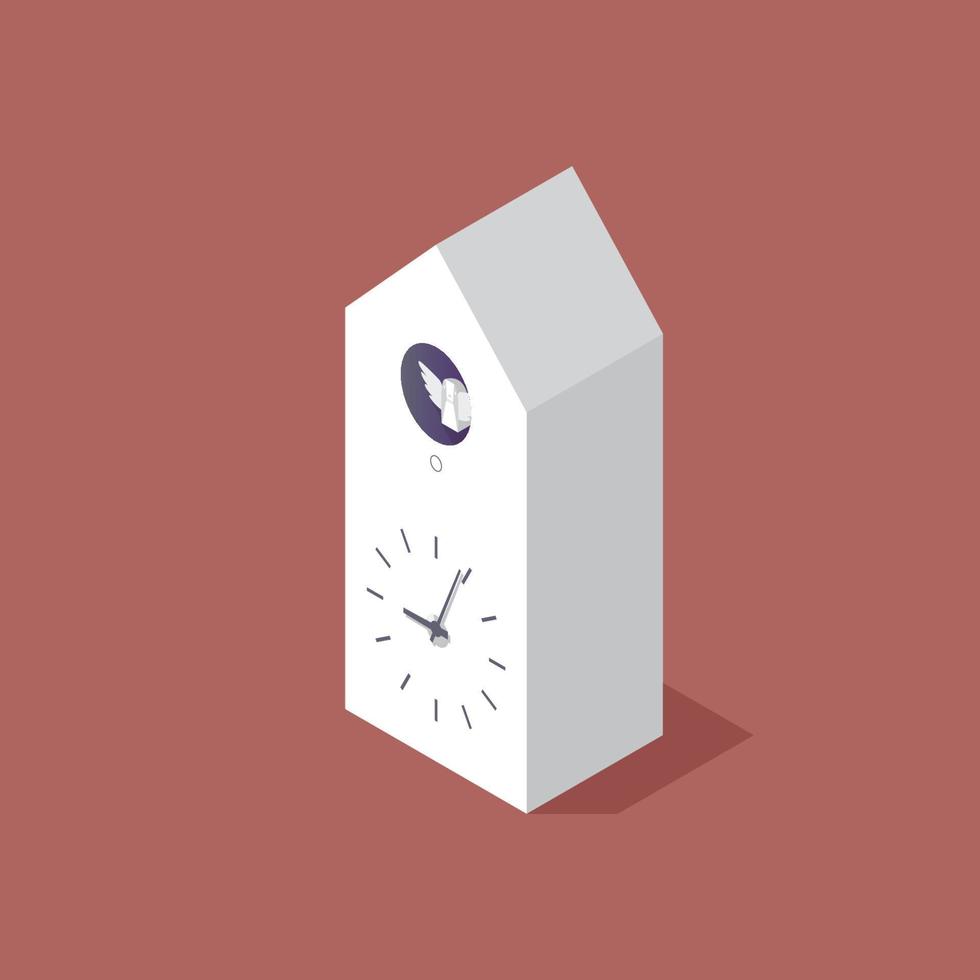 Cuckoo clock isometric view vector