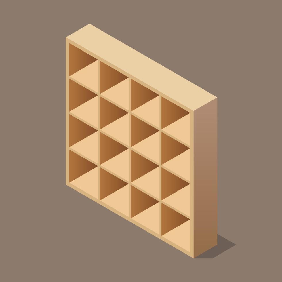 Minimal bookshelf isometric view vector