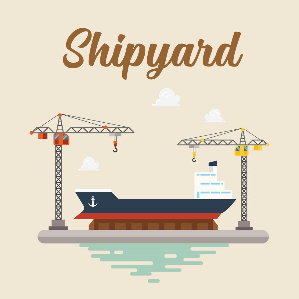 Shipyard flat style building vector