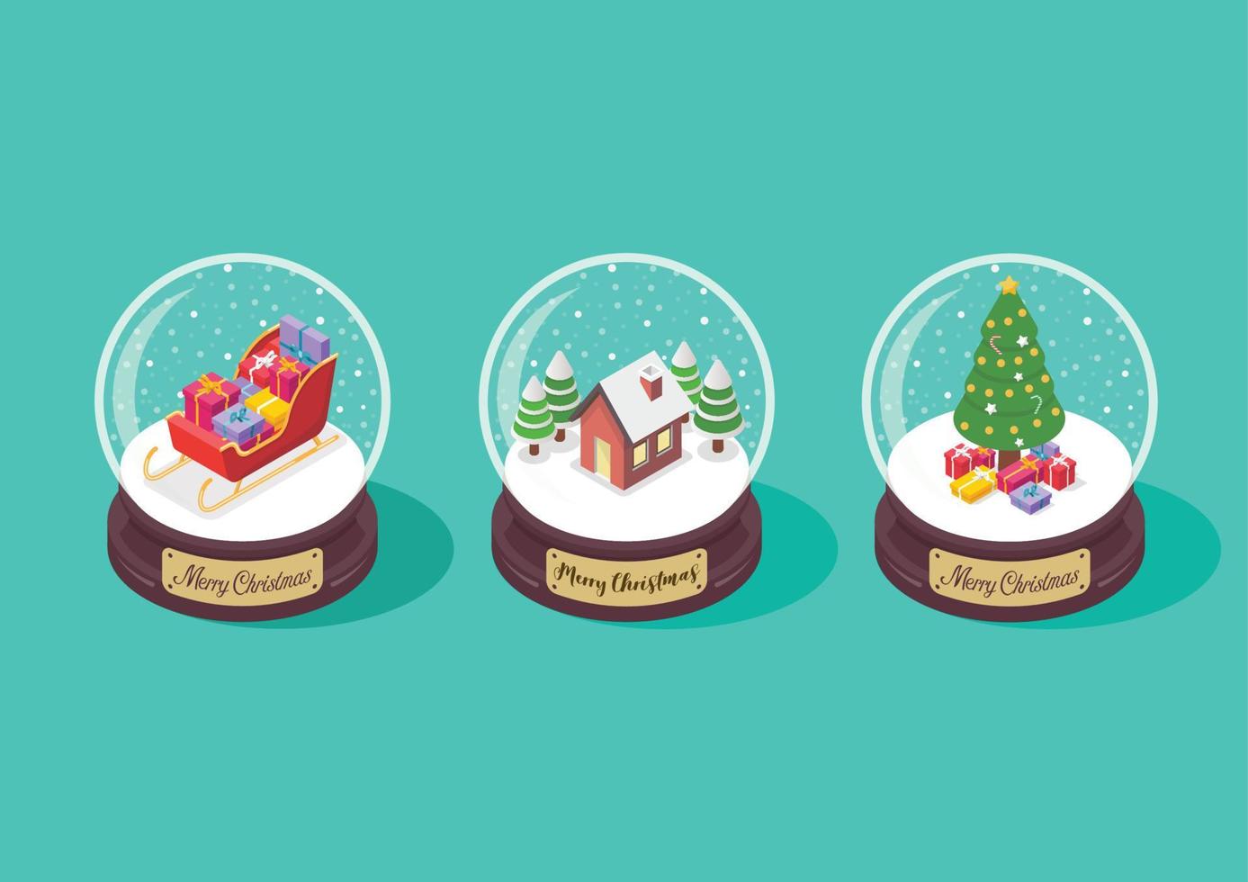 Isometric Set of Merry christmas glass ball collection vector