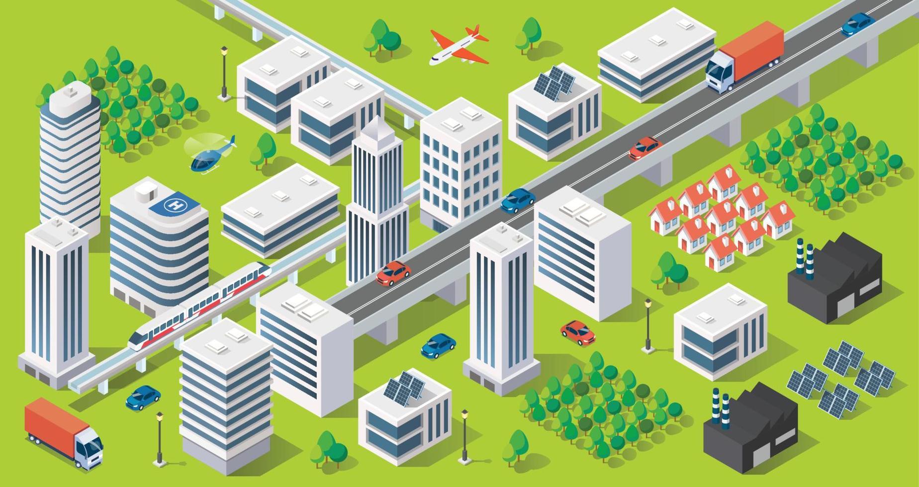 Urban cityscape isometric view vector