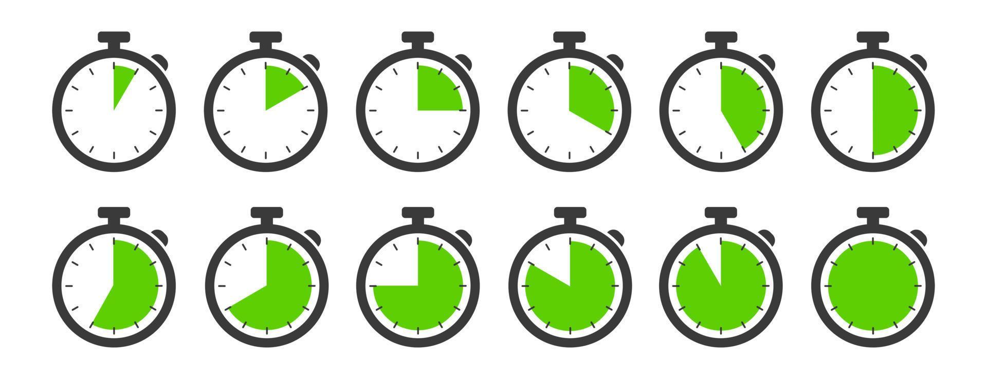 Timekeeper, timer, clock, stopwatch isolated icons set with different