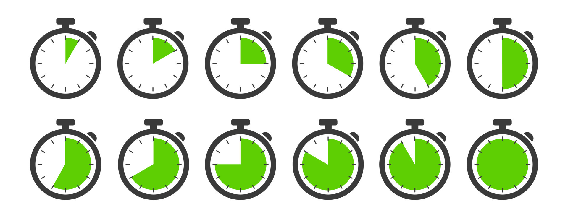 Timekeeper, timer, clock, stopwatch isolated icons set with different