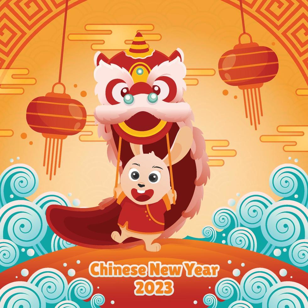 Chinese New Year of The Water Rabbit 2023 vector