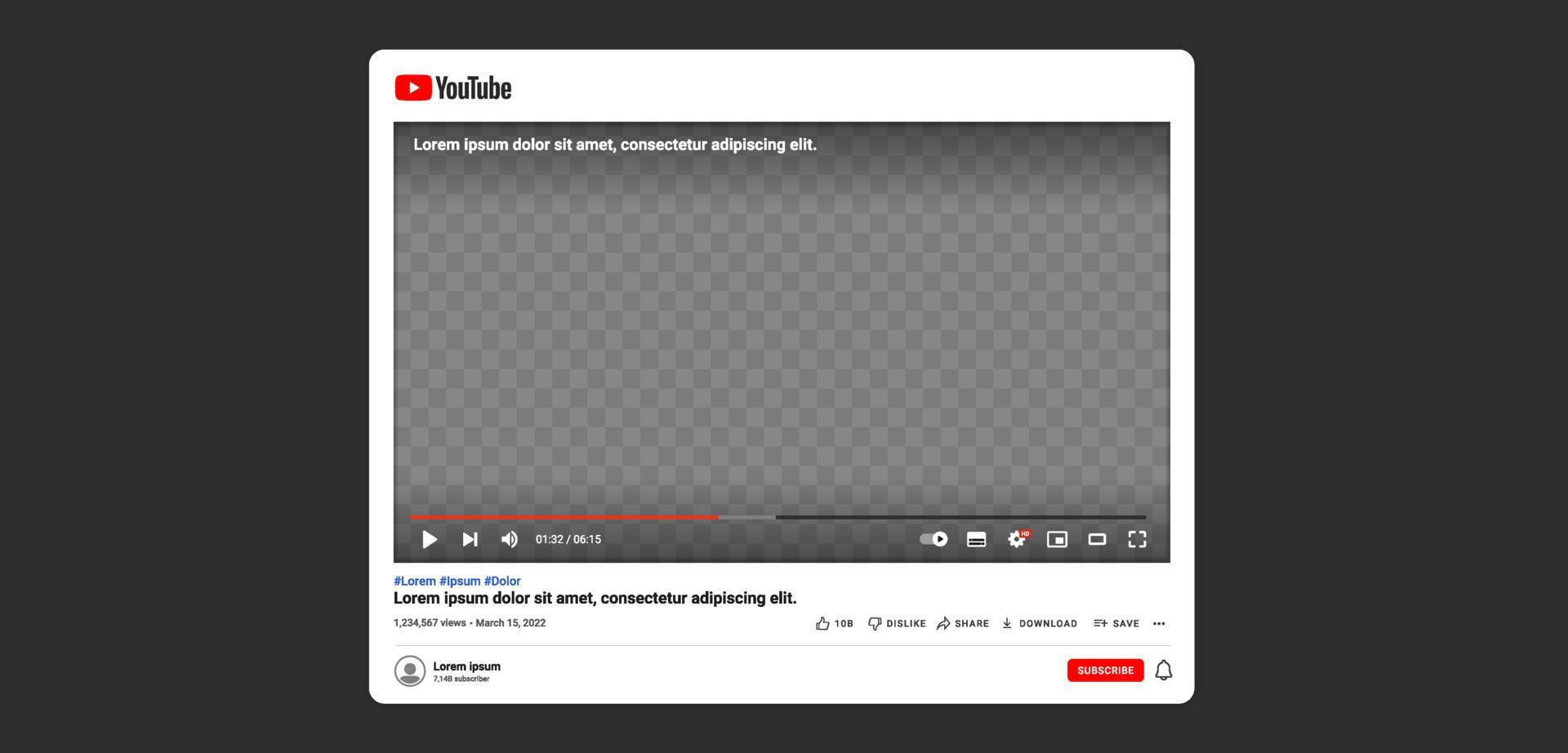 Youtube video frame template vector set. Isolated Youtube screen frame Youtube video frame template vector set. Isolated Youtube screen frame