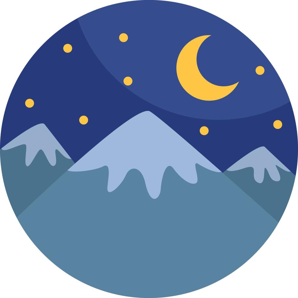 Three mountains at night, illustration, vector, on a white background. vector