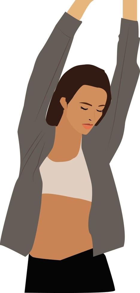 Girl rising hands, illustration, vector on white background.