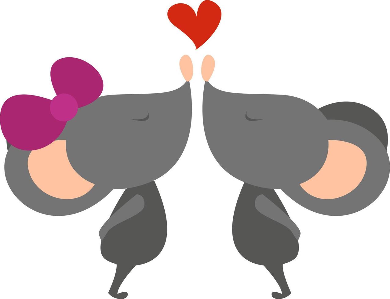 Mouse in love, illustration, vector on white background.