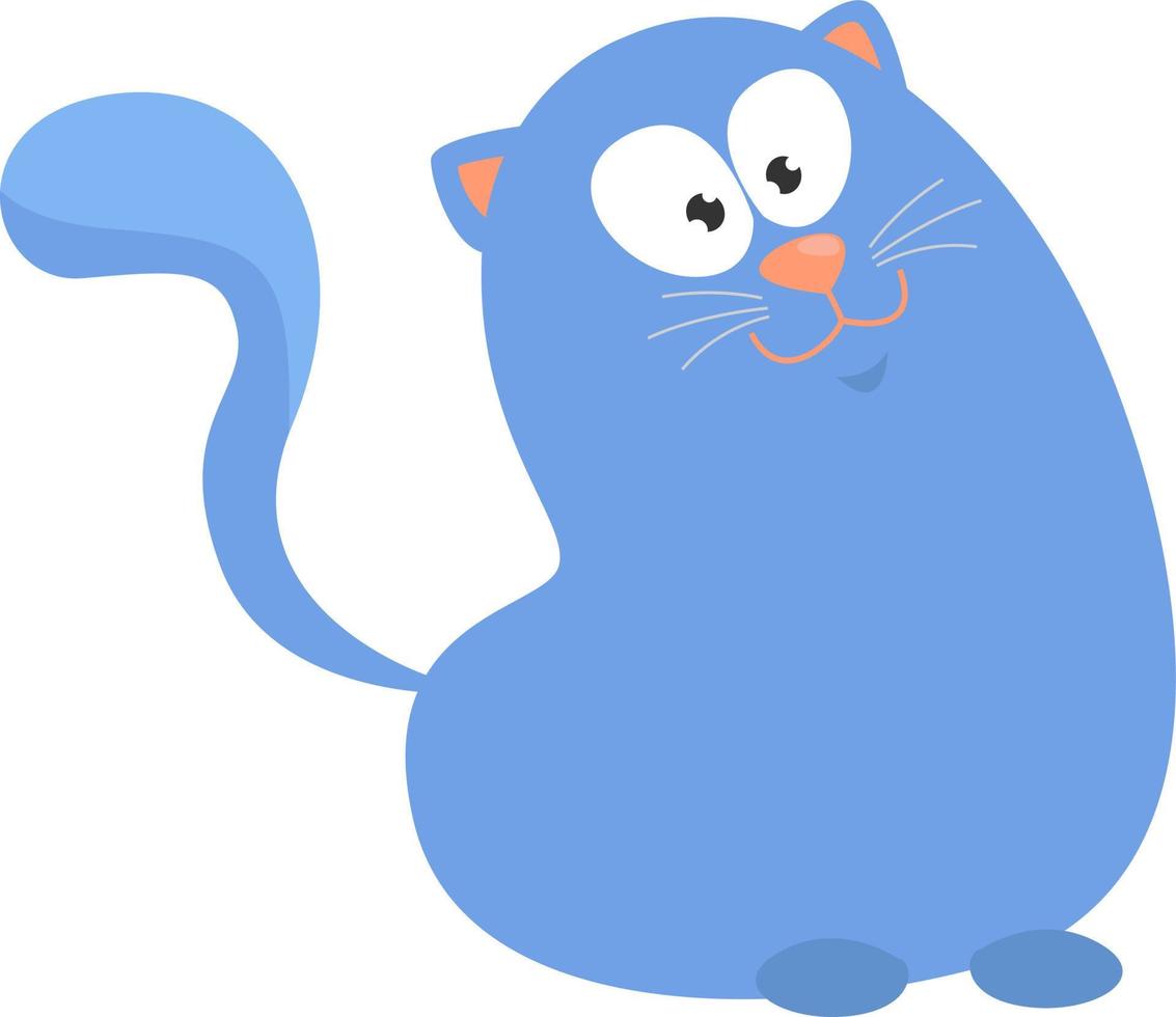 Blue fat cat, illustration, vector on a white background.