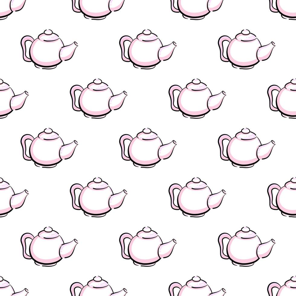 Vintage teapot ,seamless pattern on white background. vector