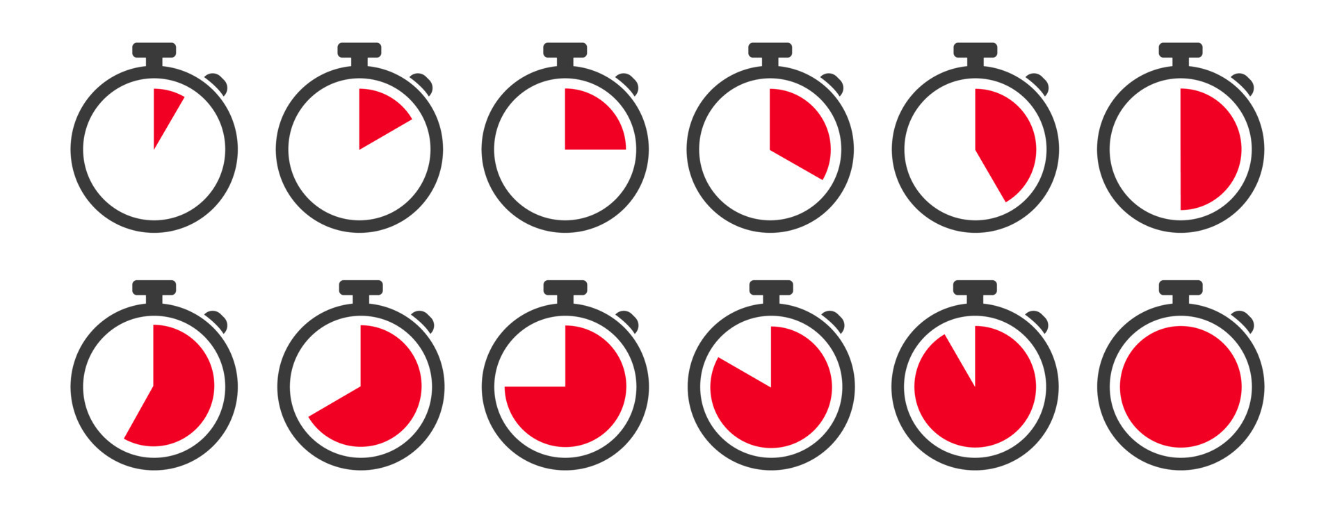 Timekeeper, timer, clock, stopwatch isolated icons set with different