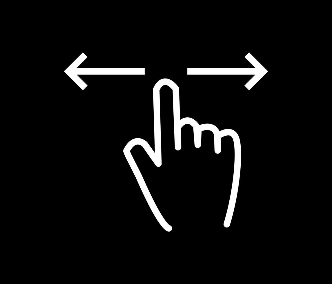 Hand with finger swiping or swipe left and right gesture line art vector icon for apps and websites