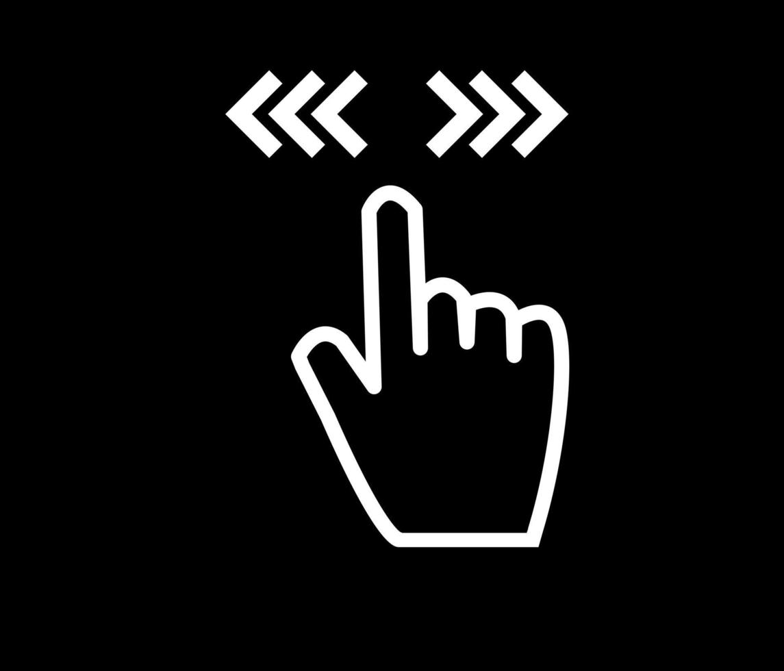 Hand with finger swiping or swipe left and right gesture line art vector icon for apps and websites