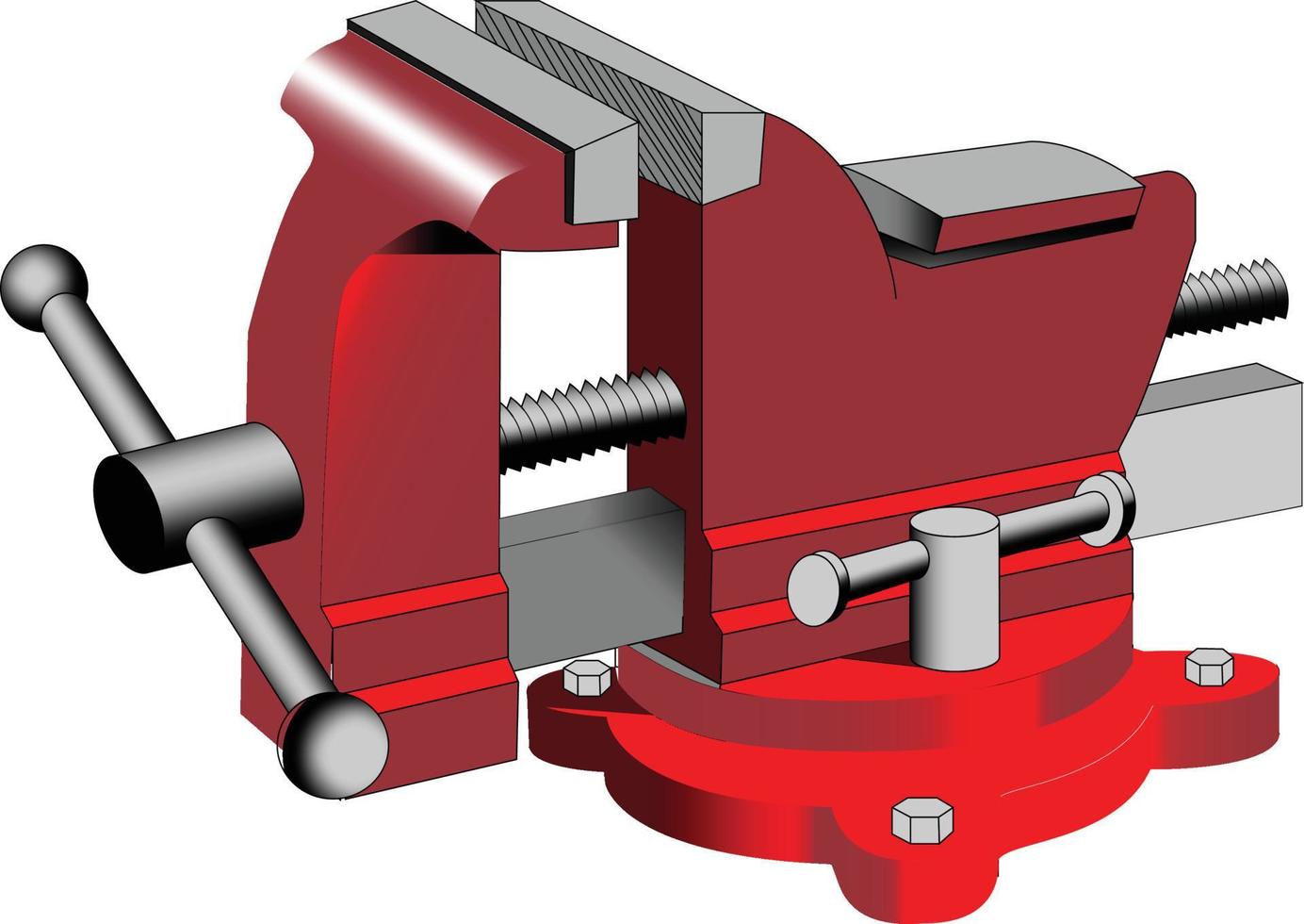 Vise tool for fixing parts for various types of processing sawing, drilling, planing vector