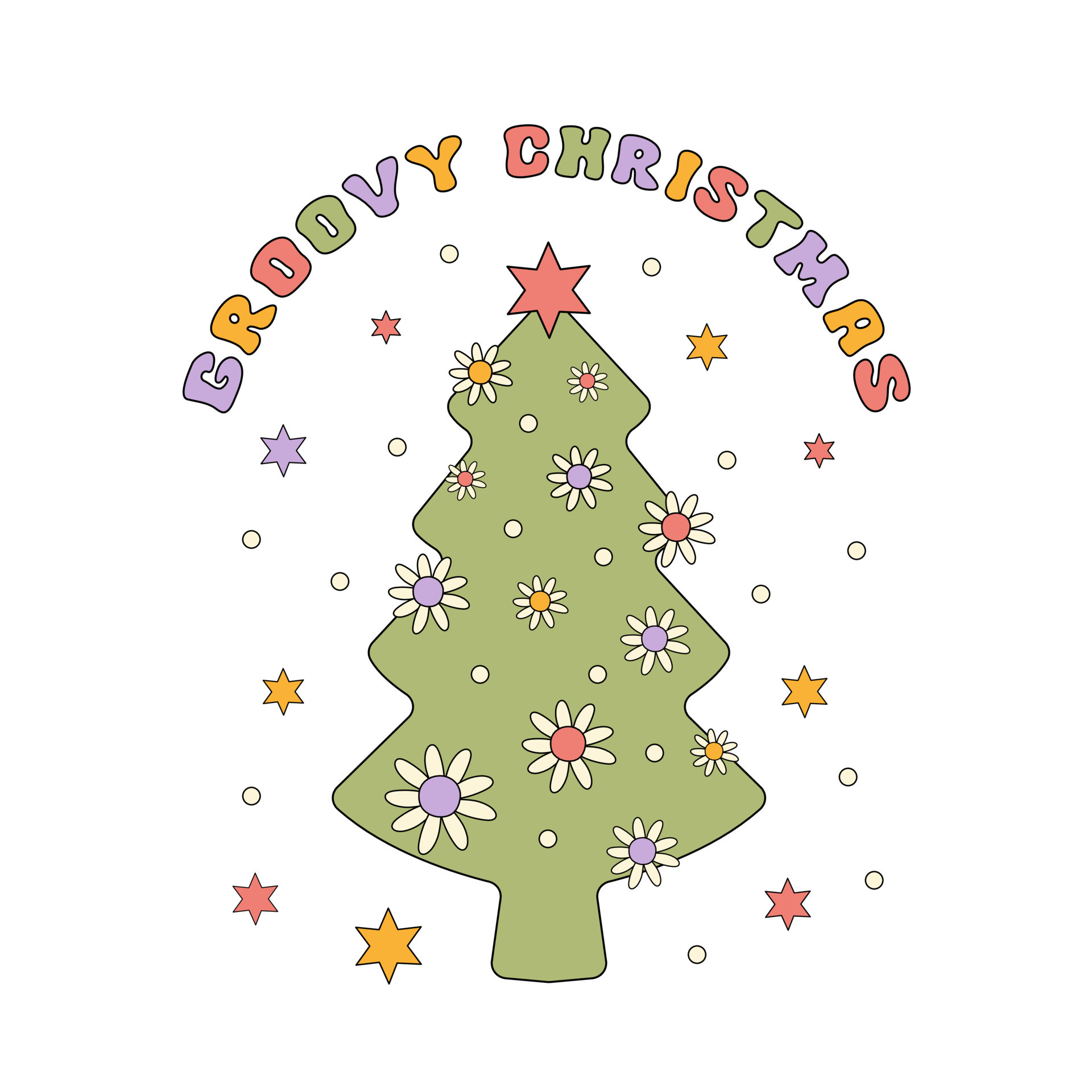 Groovy Christmas vector illustration isolated on a white ...