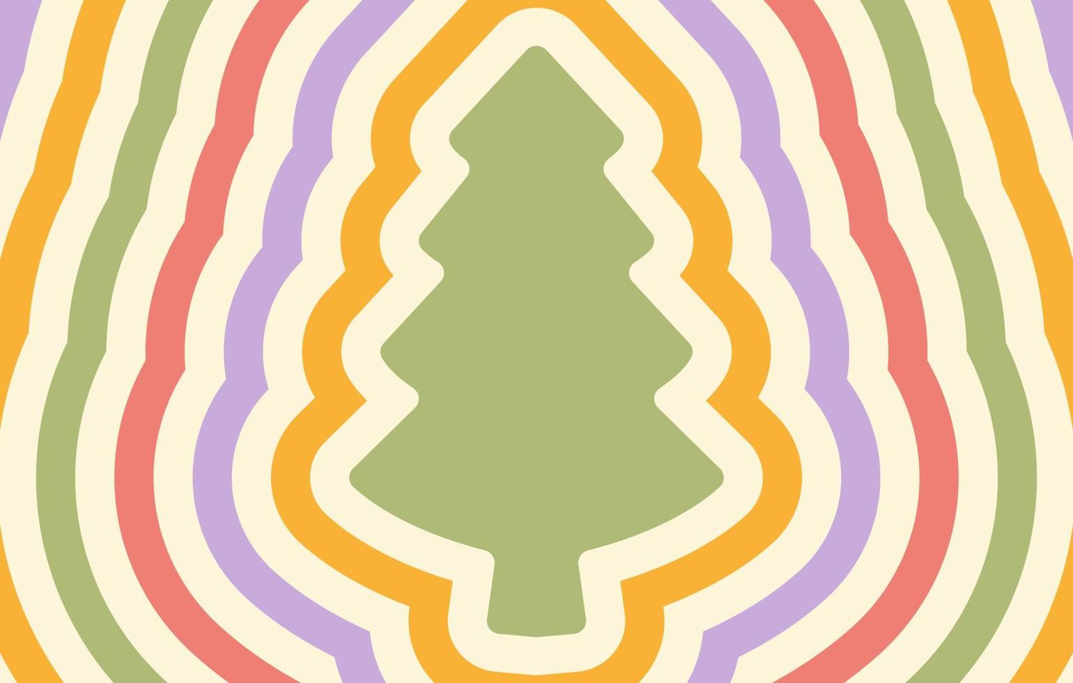 Fondo horizontal retro con árbol de Navidad de silueta repetitiva. impresión hippie vectorial de moda en estilo años 70, 80. colores pasteles vector