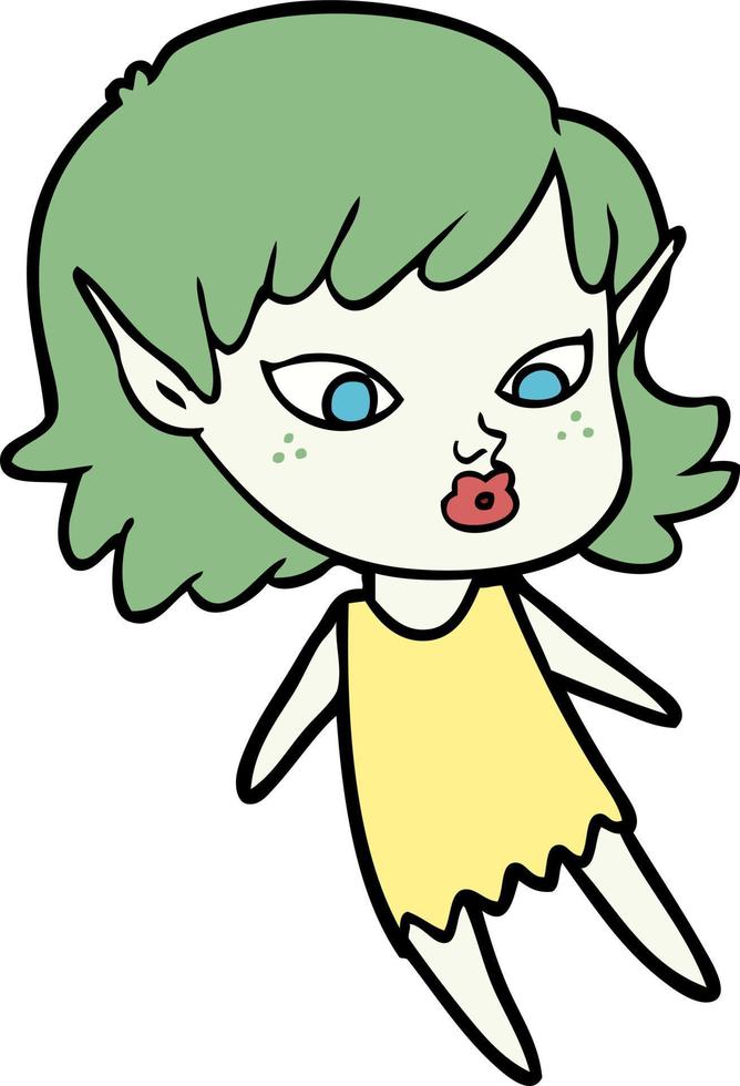 personaje de niña elfa vectorial en estilo de dibujos animados vector