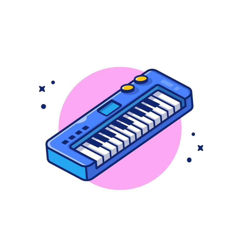 Keyboard Piano Music Cartoon Vector Icon Illustration. Music Instrument Icon Concept Isolated Premium Vector. Flat Cartoon Style