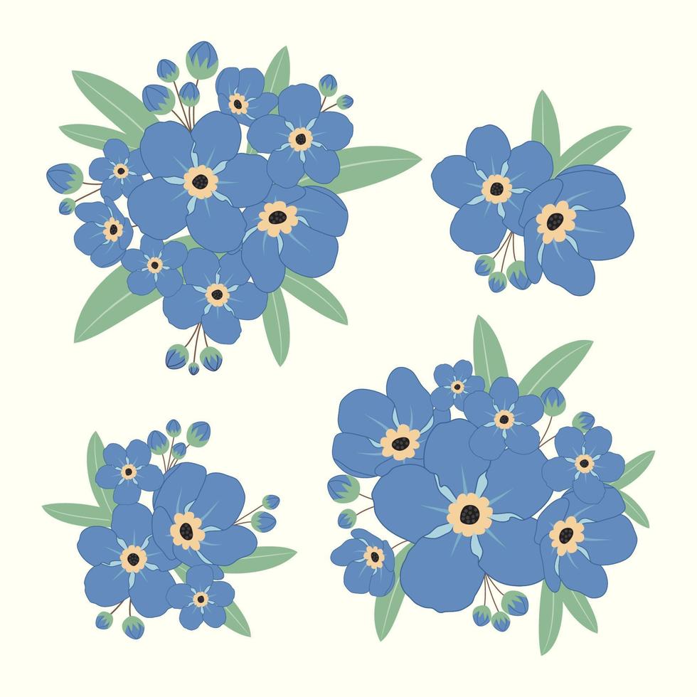 Forget me not flower bouquet illustration vector