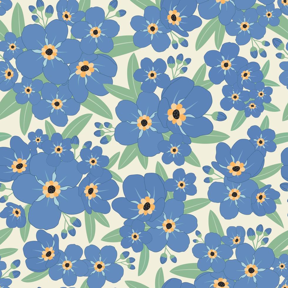 Forget me not flower seamless pattern in white background vector