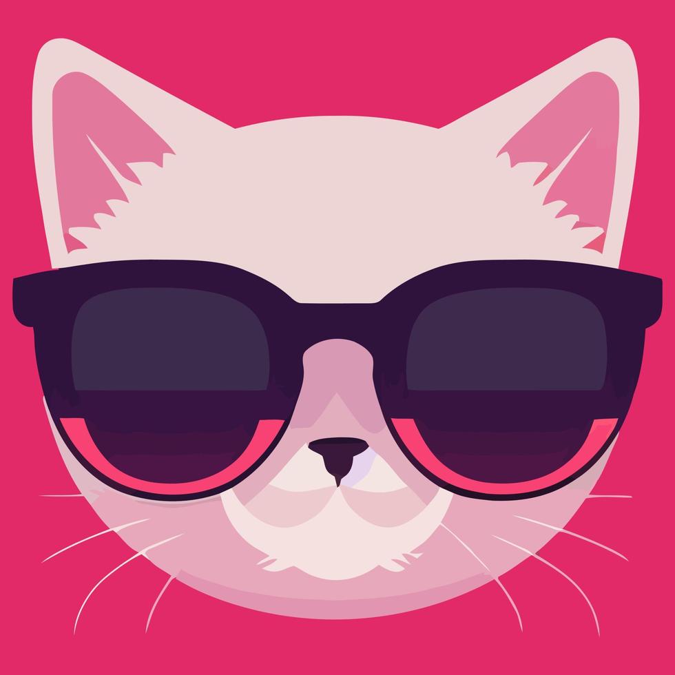 illustration Vector graphic of pink cat wearing sunglasses isolated perfect for logo, mascot, icon or print on t-shirt