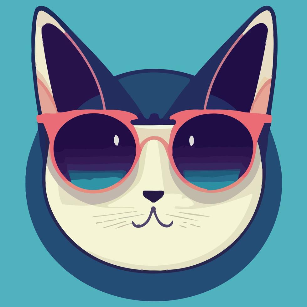 illustration Vector graphic of cat wearing sunglasses isolated perfect for logo, mascot, icon or print on t-shirt