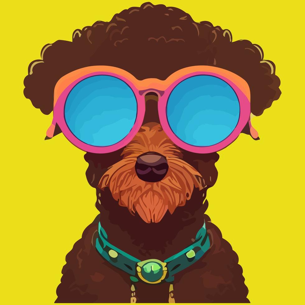 gráfico vectorial de ilustración de caniche con gafas de sol aislado bueno para icono, mascota, imprimir o personalizar su diseño vector