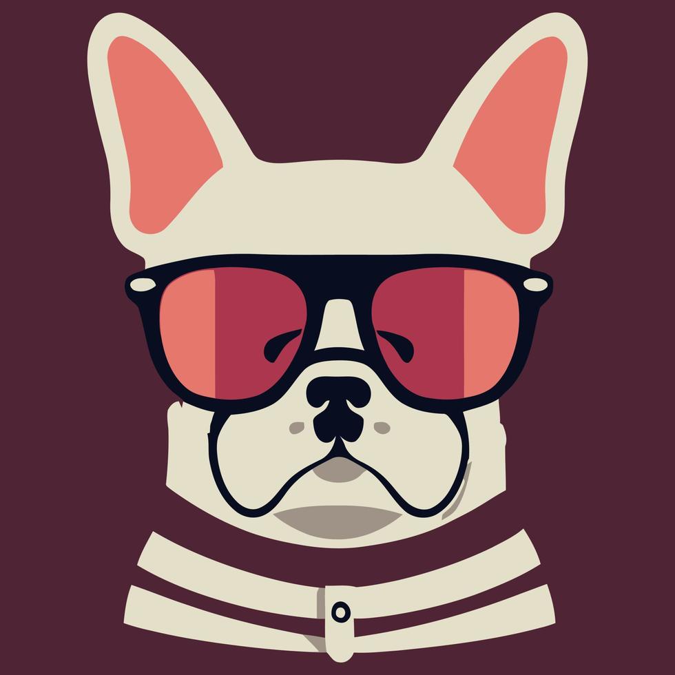 gráfico vectorial ilustrativo de un adorable bulldog francés con gafas de sol aislado bueno para logotipo, icono, mascota, impresión o personalización de su diseño vector