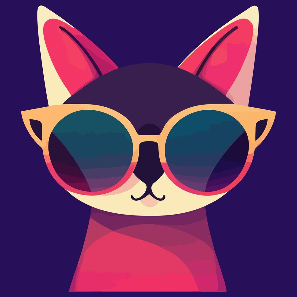 ilustración gráfica vectorial de gato con gafas de sol aislado perfecto para logotipo, mascota, icono o estampado en camiseta vector