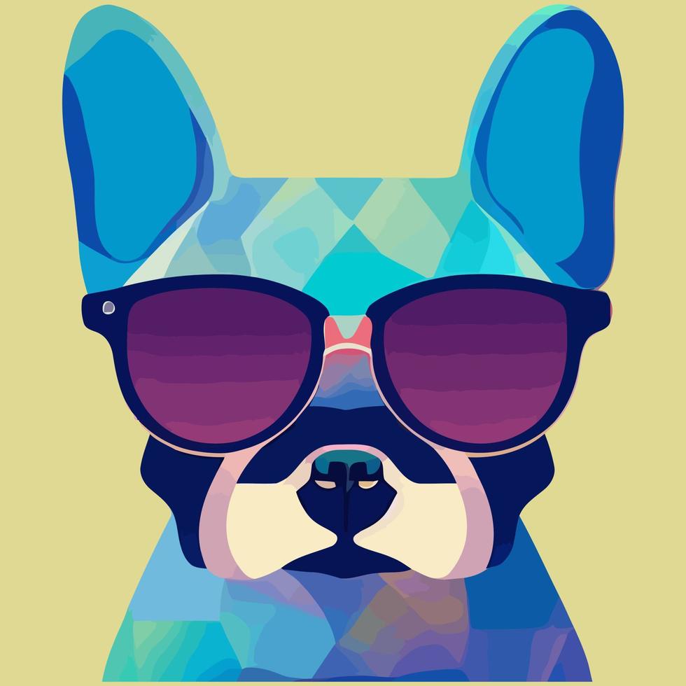 gráfico vectorial de ilustración de bulldog francés con gafas de sol aislado bueno para logotipo, icono, mascota, imprimir o personalizar su diseño vector