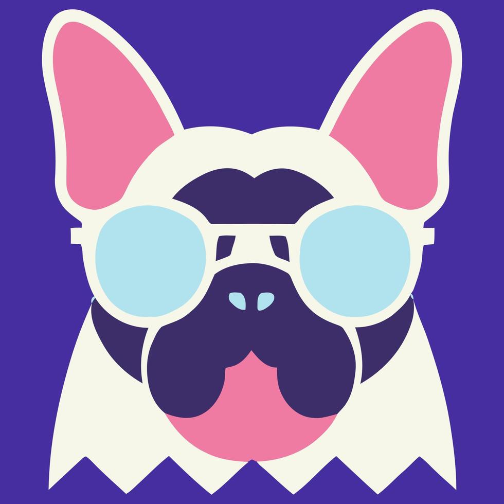 ilustración gráfica vectorial de bulldog francés con gafas de sol vector